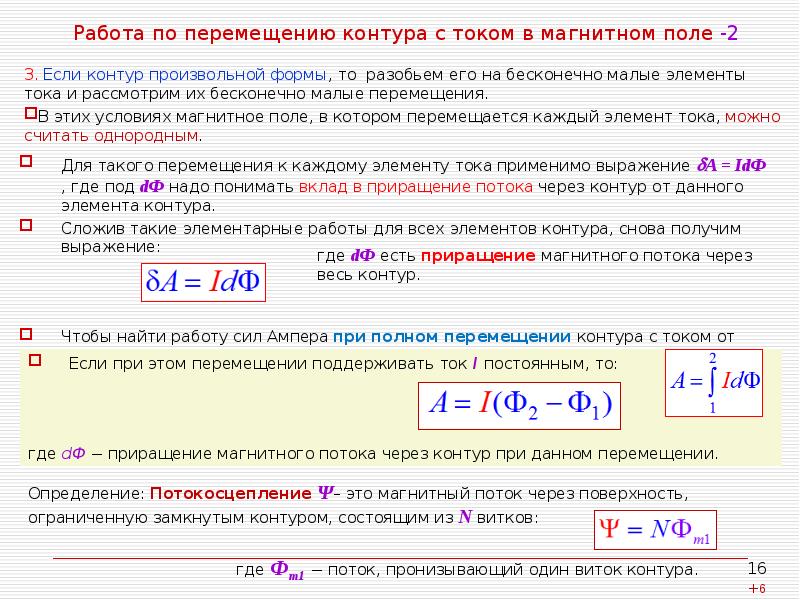 Магнитные поток через контур