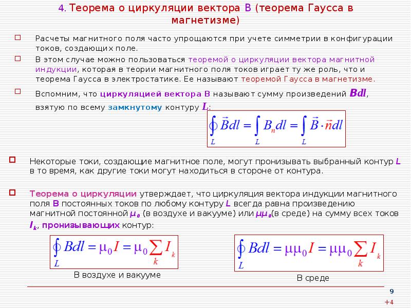 Теорема о циркуляции вектора магнитной индукции b