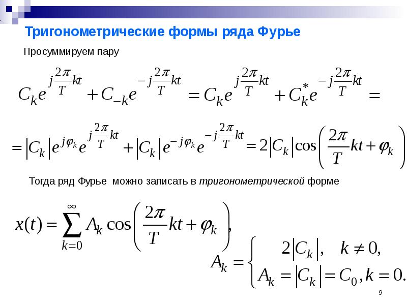 Комплексная форма ряда фурье