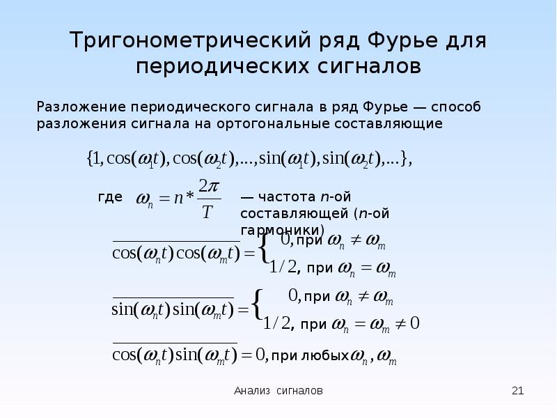 Сумма тригонометрического ряда фурье