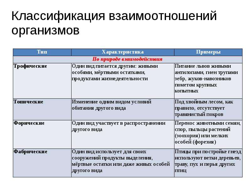 Классификация взаимодействие