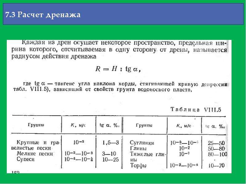 Расчет 3. Пример расчета дренажа. Расчёт системы дренажа. Формула расчета дренажа. Расчет дренажных вод.