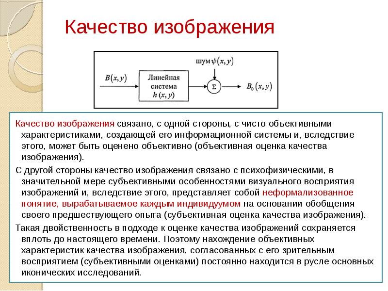 Основные параметры качества изображения