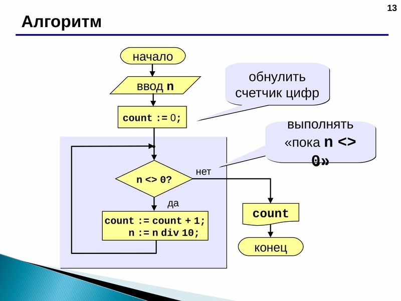 Алгоритм 13. Начало алгоритма. 13 Цикл for. 87+13 Алгоритм. Алгоритмы для начинающих в цифрах.