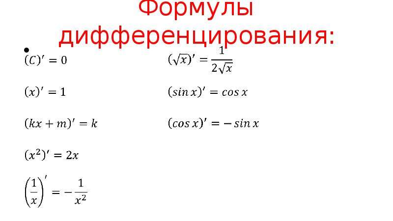 Производная 10 класс. Формулы Алгебра 10 класс производная. Формулы вычисления производных 10 класс. Формулы дифференцирования производной 10 класс. Производные Алгебра 10 класс формулы производных.