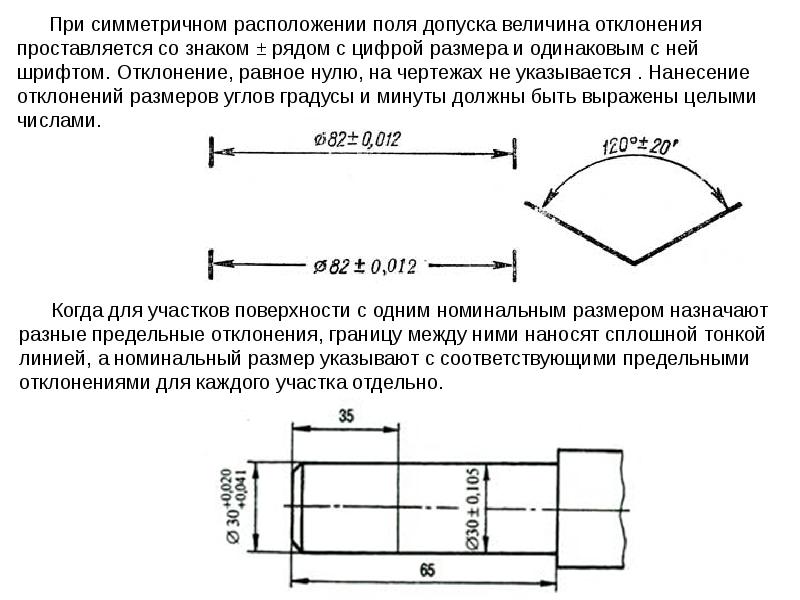 Предельные отклонения размеров на чертеже