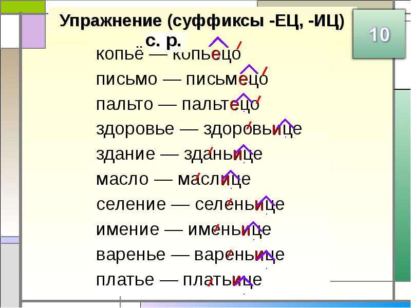 Образец суффикс. Упражнения на суффиксы. Написание суффиксов разных частей речи упражнения. Суффикс ИЦ. Суффиксы ец ИЦ.