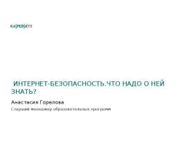 Интернет-безопасность, что надо о ней знать