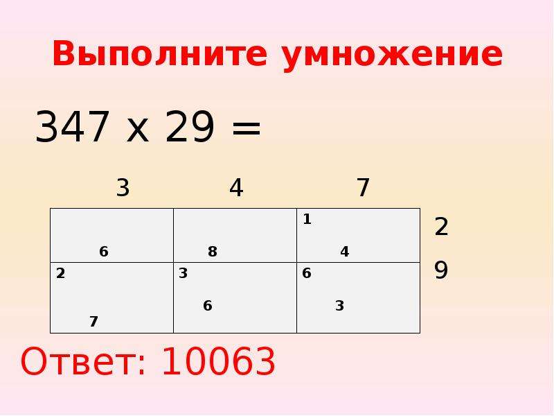 347 умножить. Способ умножения методом Ферроля. Умножение различными способами. Выполни умножение. Умножение методом Ферроля схема.