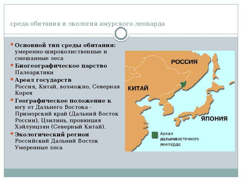 Дальневосточный леопард карта обитания