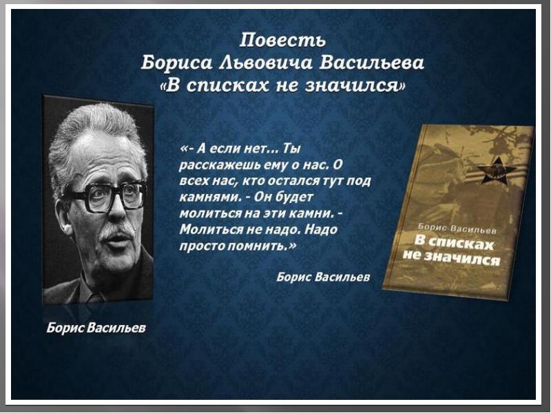 Презентация борис васильев экспонат