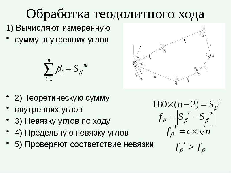 Горизонтальный ход. Формула разомкнутого теодолитного хода. Замкнутый теодолитный ход формулы.