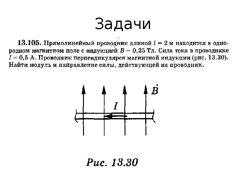 Пользуясь рисунком опишите словами куда действует магнитная сила на проводник с током