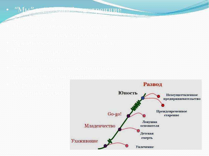 Как правильно трактовать зубчики на схеме адизеса перед этапами младенчество бюрократизация и юность