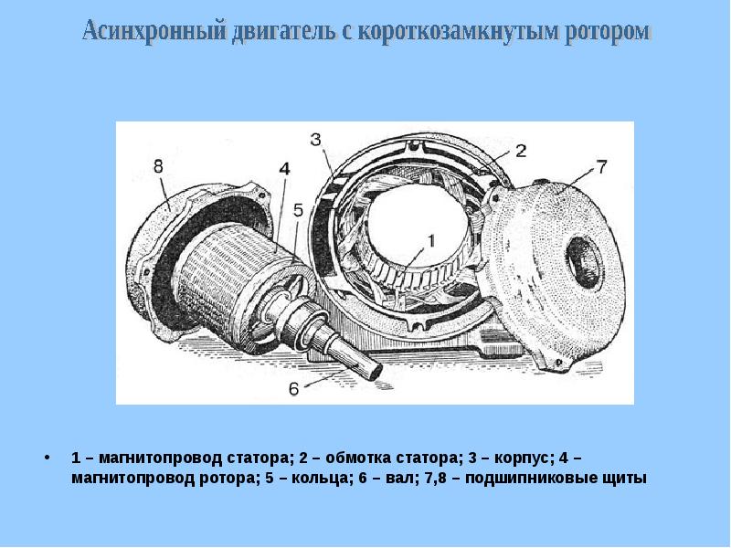 Схема асинхронного двигателя с контактными кольцами