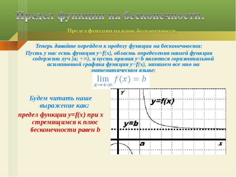 Предел функции в точке и на бесконечности