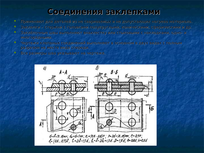 Заклепочные соединения на чертеже