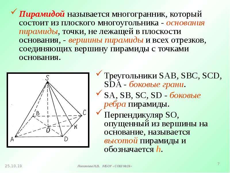 Точка не лежащая в плоскости основания пирамиды. Точки не лежащие в плоскости основания пирамиды называются. Пирамидой называется многогранник который состоит из. Пирамида это многогранник который состоит. Пирамида это многогранник состоящий из.