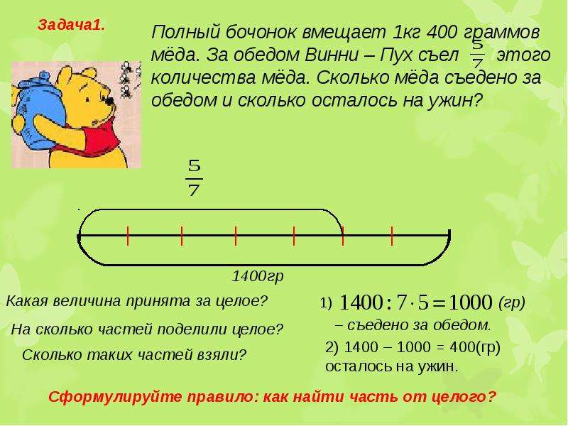 Задача на нахождение части 5 класс. Нахождение части от целого. Задачи на нахождение целого по его части.