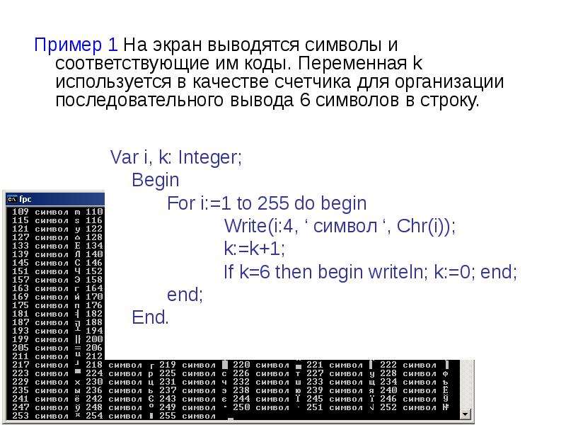 Символьный тип данных презентация 10 класс семакин