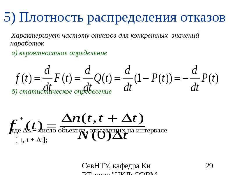 Виды распределения отказов