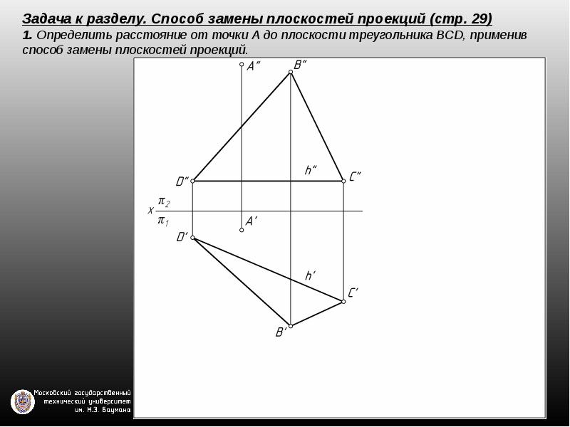 Уравнение проекции на плоскость