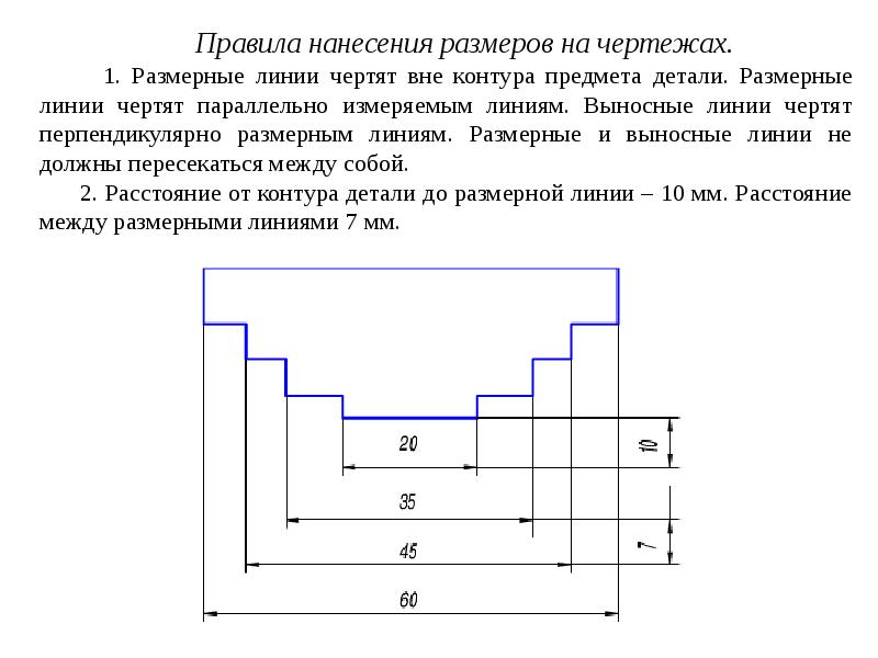 Для нанесения на чертежах размеров проводят линии