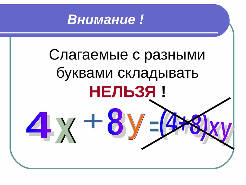 Подобные слагаемые 6 класс презентация