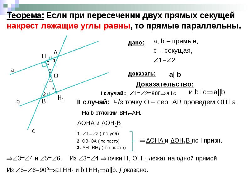 Накрест лежащие углы при параллельных равны