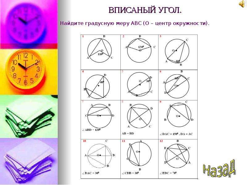 Найти градусную меру abc. Центральные и вписанные углы задачи на готовых чертежах. Упражнения по планиметрии на готовых чертежах. Найдите градусную меру ∠ ABC. Найдите градусную меру угла АВС окружности.