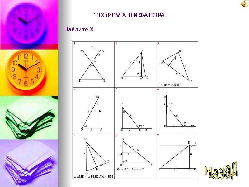 Планиметрия теорема пифагора на готовых чертежах