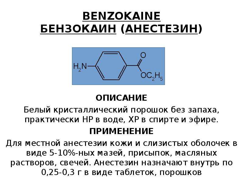 Метод количественного определения анестезина