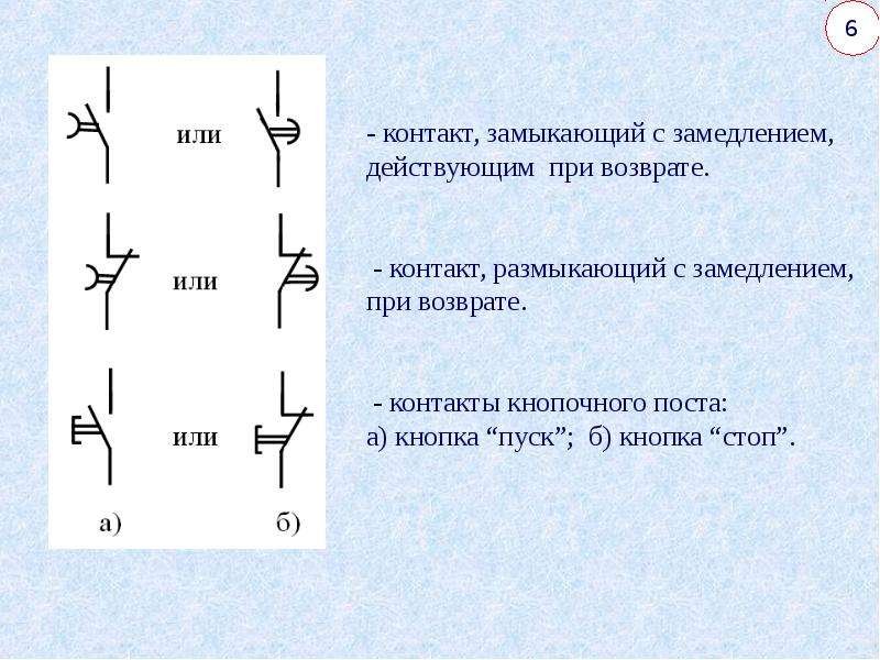 Замыкающий контакт схема