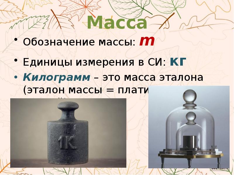 Обозначение массы