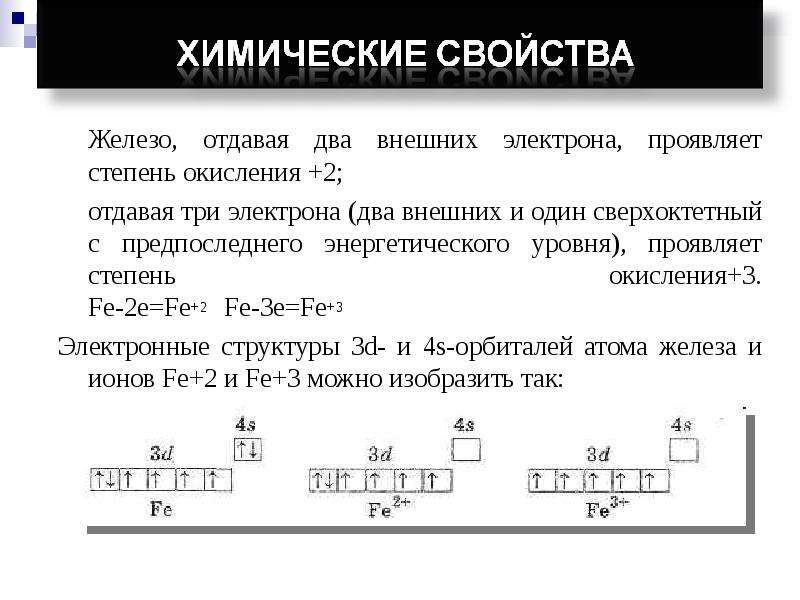 Железо степени окисления. Химические свойства железа степень окисления. Электронная характеристика железа. Внешние электроныэлектроны железа. Внешние электроны железа.