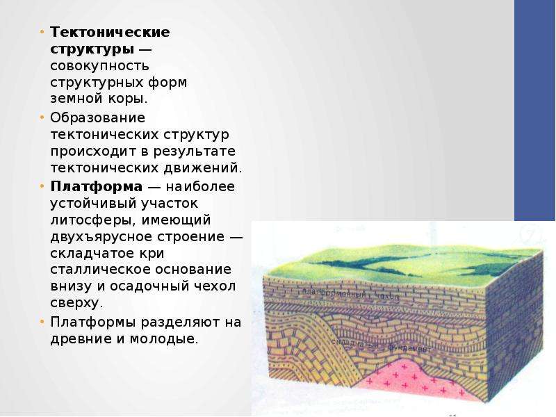 Устойчивые участки земной коры название. Тектонические структуры. Основные тектонические структуры. Основные титанические структуры. Тектоническое строение.