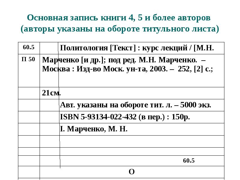 Основная запись