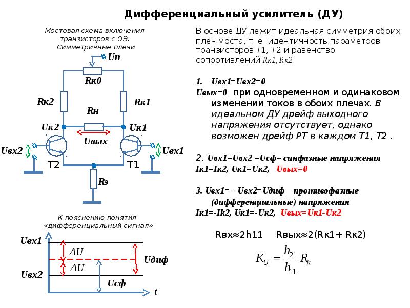 Дифференциальный усилитель принцип