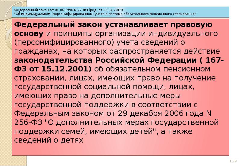 Фз об обязательном пенсионном страховании. ФЗ об индивидуальном персонифицированном учете в системе. Федеральный закон 27-ФЗ. ФЗ 27 об индивидуальном персонифицированном учете. 27-ФЗ от 01.04.1996.