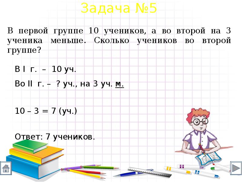 Краткая запись задачи 1 класс образец в тетради школа россии 2 действия