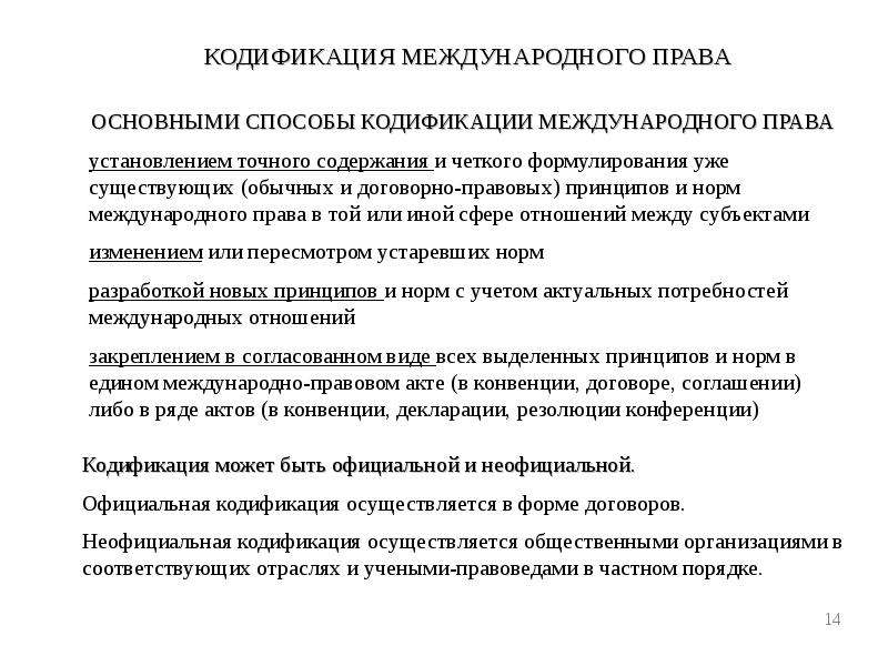 Официально есть. Кодификация норм международного права. Систематизация и кодификация законодательства. Способы кодификации. Официальная и неофициальная кодификация международного права.