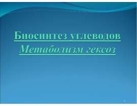 Биосинтез углеводов в организме. Метаболизм гексоз. (Лекция 11)