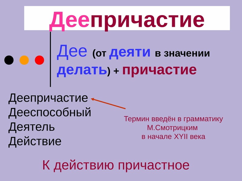 Проект деепричастие как часть речи