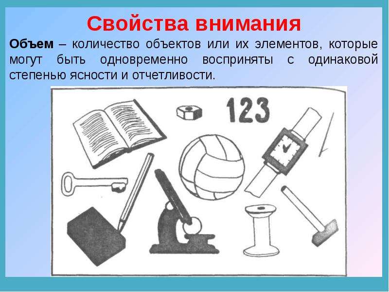 Объем внимания. Объем внимания картинки. Объем внимания картинки для презентации. Значок объем внимания. Количество объектов составляющее объем внимания человека.