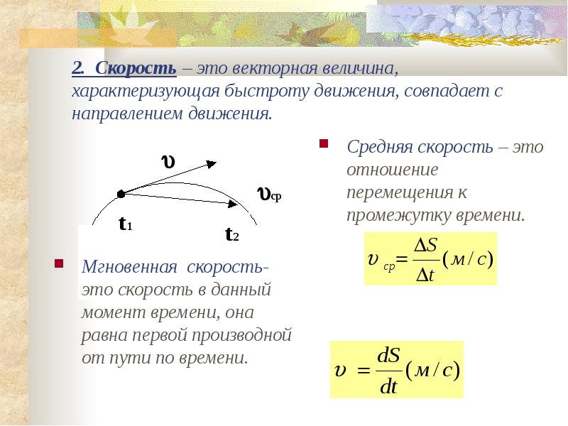 Векторная величина равная отношению перемещения