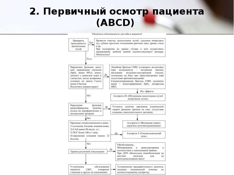 Первичный осмотр. Алгоритм 2 «первичный осмотр пациента (ABCD)». Первичный осмотр пациента алгоритм. Алгоритм первичного осмотра больного. Первичный осмотр пациента ABCD.