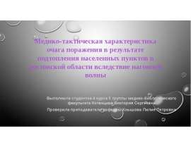 Медико-тактическая характеристика очага поражения в результате подтопления населенных пунктов в Ростовской области
