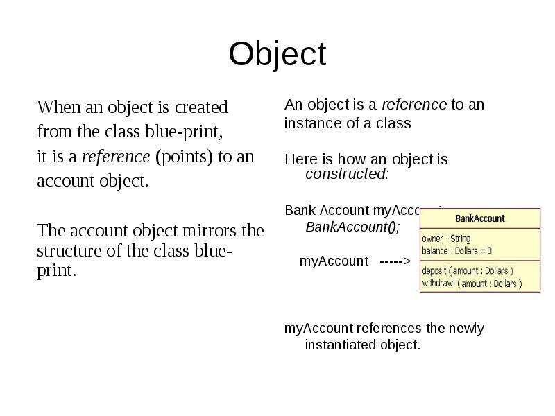 Accounting objects. OOP presentation. Reference point.