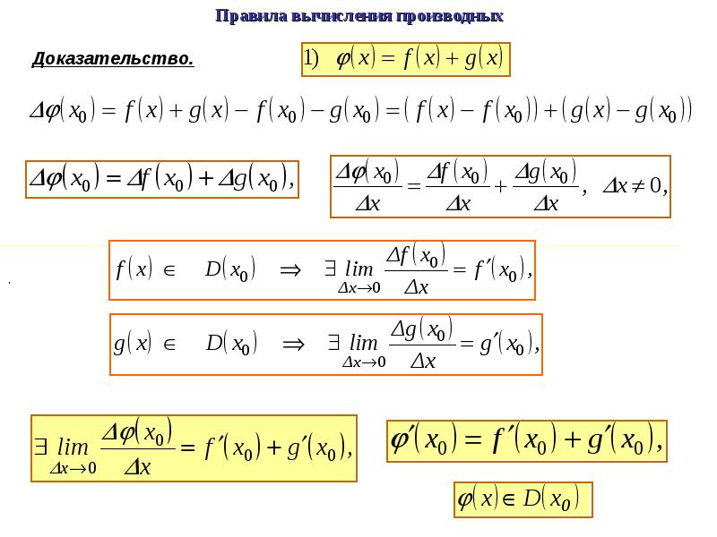 Вычисление производной