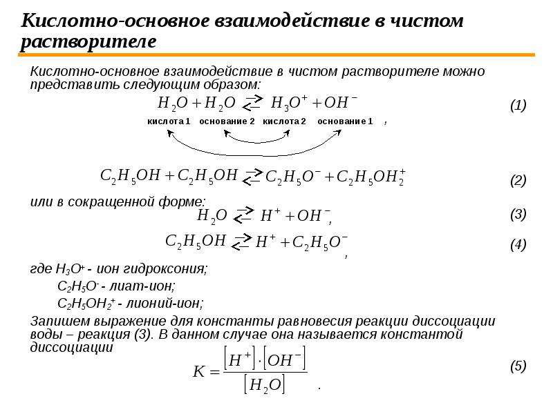 Общая схема кислотно основного взаимодействия